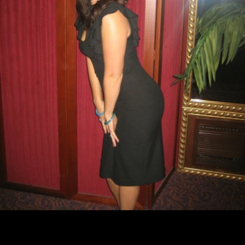 Black Halo Black Ruffled Sheath Dress